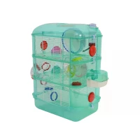 PawHut 3 Storey Hamster Cage Small Pet Animal Cage w/ Exercise Wheel Food Water Bowl Multi Activity Exercise Centre Green(m-11)