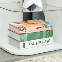 HOMCOM Modern Side Table Three Layer Bedside Table Nightstand with 2 Storage Shelves, for Living room, Bedroom, White(m-9)