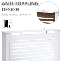 HOMCOM MDF Radiator Cover Wooden Cabinet Shelving Home Office Vertical Slattted Vent White  112L x 19W x 81H(m-6)