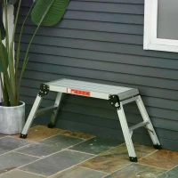 HOMCOM Folding Step Up Hop Up Fold Bench Stool Work Platform 2 Step Ladder Aluminum with Secure Locking 109Lx40Wx50Hcm 150kg(m-10)