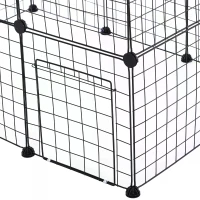 PawHut DIY Pet Playpen Metal Wire Fence Indoor Outdoor Guinea Pig Rabbit Small Animals Cage 36 Panel Enclosure Black(m-7)