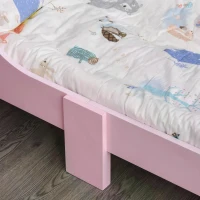 HOMCOM Kids Toddler Bed Princess Crown Theme Safety Side Rails Slats Home Bedroom Furniture Boys Girls 3-6 Yrs Pink 143 x 73 x 60 cm(m-7)