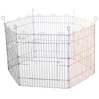 PawHut Pet Playpen Hexagon Dog Puppy Pen Crate Kennel Exercise Fence w/ Door Metal Indoor & Outdoor(m-1)
