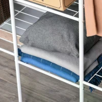 HOMCOM Clothing Garment Rack, Clothes Organizer with Shelves and Bottom Wire Net for Bedroom, Balcony, White(m-6)