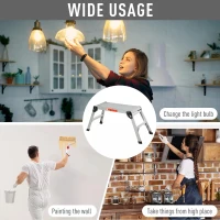 HOMCOM Folding Step Up Hop Up Fold Bench Stool Work Platform 2 Step Ladder Aluminum with Secure Locking 109Lx40Wx50Hcm 150kg(m-6)