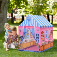 HOMCOM Kids Girls Candy House Play Tent patterned Foldable with Easy Setup Doors Gift Pink(m-7)