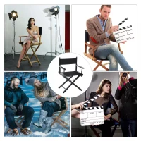 HOMCOM Beech Wooden Frame Directors Chair Foldable Oxford Fabric Seat Easy To Carry&Travel Black(m-7)