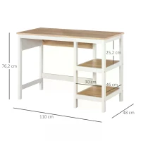 HOMCOM Computer Desk with Display Shelves Home Office Table Workstation, Oak and White Wood Grain(m-3)
