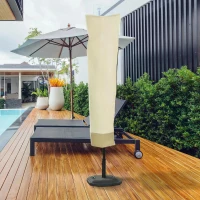 Outsunny Cantilever Patio Umbrella Cover, Outdoor Market Umbrella Protector with Zipper and Cord Lock, Beige and Coffee(m-7)