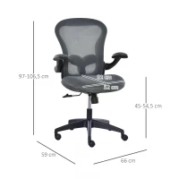 Vinsetto Ergonomic Mesh Office Chair Flip-Up Arm, Grey(m-3)