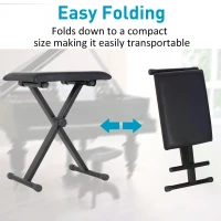 HOMCOM Foldable Keyboard Stool Padded Seat X Frame Chair Adjustable Height Piano Bench Black(m-6)
