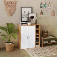 HOMCOM Free Standing Wooden Storage Cabinet Living Room Entryway Organiser Closet Adjustable Shelf(m-2)