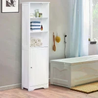 kleankin 160cm Tall BathroomTallboy Cabinet Cupboard Storage Unit White Freestanding(m-5)