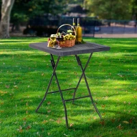 Outsunny Picnic Folding Table Plastic Rattan-style Tabletop Indoor Outdoor Dining Room Party Camping(m-5)