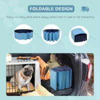 PawHut Foldable Dog Paddling Pool Pet Cat Swimming Pool Indoor/Outdoor Collapsible Summer Bathing Tub Shower Tub Puppy Washer (Φ80 × 20H cm, Blue)(m-5)