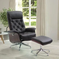 HOMCOM Executive Office Chair Recliner PU Leather w/ Footrest Black(m-2)