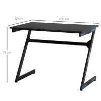 HOMCOM Gaming Desk Computer Home Office Rectangle Gamer Table Workstation Metal Frame with Headphone Hook 1m, Black(m-3)