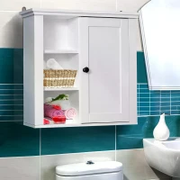 HOMCOM Wall Mounted Bathroom Cabinet Home Organiser Closet Kitchen Pantry Storage Shelves White(m-2)
