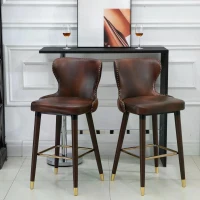 HOMCOM 2 Pieces Home Luxury Counter-Height Bar Chair, European Style，Brown and Golden(m-2)