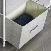 HOMCOM 5 Drawer Linen Basket Storage Unit Home Organisation w/ Shelf Handles Metal Frame Adjustable Feet Hallway Home Dresser Grey(m-7)