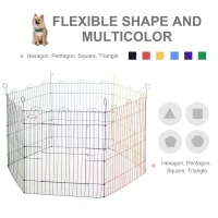 PawHut Pet Playpen Hexagon Dog Puppy Pen Crate Kennel Exercise Fence w/ Door Metal Indoor & Outdoor(m-5)