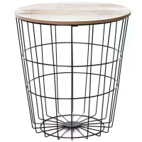 HOMCOM Wood Metal Coffee Round Table W/ Storage Sofa End Side Coffee Table Bedroom Living Room Furniture- Natural Wood Color(m-9)