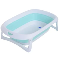 HOMCOM Folding Baby Bath Tub Slide Protection Safety Shower Portable Bathing Non-Slip(m-1)
