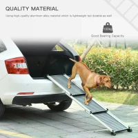PawHut Telescoping Dog Car Ramp Lightweight Aluminium Alloy Frame Portable with Carry Handle, 71cm - 159cm(m-7)