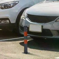 DURHAND Folding Parking Barrier With Reflective Stickers, Car Parking Space Post Lock Manual Parking Blocker Steel(m-4)