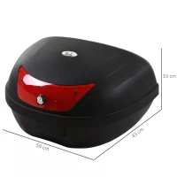 HOMCOM 48L Motorcycle Trunk Travel Luggage Storage Box Motorbike Accessory Large Storage Space For 2 Half Helmet - Black(m-3)