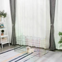 PawHut Pet Playpen Hexagon Dog Puppy Pen Crate Kennel Exercise Fence w/ Door Metal Indoor & Outdoor(m-2)