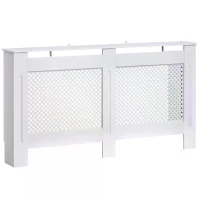 HOMCOM Wooden Radiator Cover Heating Cabinet Modern Home Furniture Grill Style White Painted (Large)(m-11)