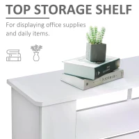 HOMCOM MDF Radiator Cover Wooden Cabinet Shelving Home Office Vertical Slattted Vent White  112L x 19W x 81H(m-5)