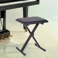 HOMCOM Foldable Keyboard Stool Padded Seat X Frame Chair Adjustable Height Piano Bench Black(m-2)
