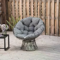 Outsunny 360° Swivel Rattan Papasan Moon Bowl Chair with Padded Cushion Oversized for Outdoor Indoor(m-2)