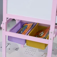 HOMCOM Kids Easel 3 in 1 Wooden Art Easel with Paper Roll Double-Sided Chalkboard & Whiteboard with Storage Baskets for Toddler Girls, Pink(m-9)