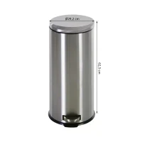 HOMCOM 30L T430 Step-on Trash Can Stainless Steel Round Garbage Bin Silent Gentle Open and Close Dustbin with Pedal(m-3)