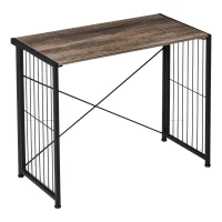 HOMCOM Folding Computer Desk Writing Study Table Industrial Home Office Workstation, 90 x 45 x 74cm, Rustic Brown(m-1)