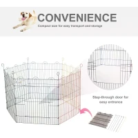 PawHut Pet Playpen Hexagon Dog Puppy Pen Crate Kennel Exercise Fence w/ Door Metal Indoor & Outdoor(m-6)