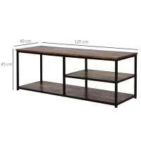 HOMCOM TV stand Industrial Style TV Cabinet With Storages 2 Shelves Metal Frame For living Room(m-3)