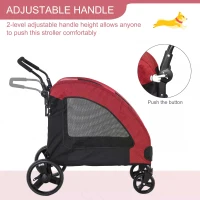 PawHut Dog Stroller 4 Wheels Pet Trolley Carrier Mesh Windows for Medium Large Dogs Traveling Red(m-4)