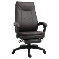 Vinsetto Brown Leather Office Chair, High Back Executive Office chair Reclining with Retractable Footrest Brown(m-1)