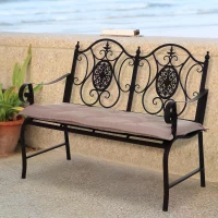 Outsunny 2 PCS Patio Bench Swing Chairs Garden Chairs Double Seat 5cm Thickened Cushion Mat Beige(m-7)