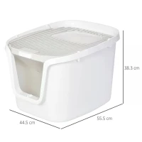 PawHut Cat Litter Box Cat House with Litter Scoop Two Door Design Cat furniture with Lifted Cover Large Space White(m-3)