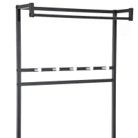 HOMCOM Coat Rack Entryway Coat Hanging Hat Bags Hook Storage Hallway Storage Shelf Footrest Bench Metal Multi Purpose(m-13)