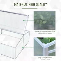 Outsunny Outdoor Greenhouse Polycarbonate Grow House Flower Vegetable Plants Raised Bed Garden Allotment Protector Aluminum Frame 100 x 100 x 48 cm(m-5)