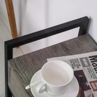 HOMCOM Industrial Style Side Table with 1 Drawer, Shelf, Wheels Wooden Bedside Table Night Stand, Home Furniture, Grey(m-6)