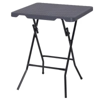 Outsunny Picnic Folding Table Plastic Rattan-style Tabletop Indoor Outdoor Dining Room Party Camping(m-1)