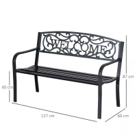 Outsunny 2 Seater Metal Garden Bench Patio Outdoor Park Porch Chair(m-3)