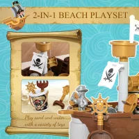 HOMCOM Pirate Ship Theme Sand and Water Table Beach Toy Set 2 in 1 Outdoor Activities Playset for Kids with Accessories 26 Pcs Garden Sandpit Sandbox for Beach Bath 3 Years Old Toddlers(m-5)